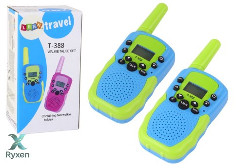 Walkie Talkie Krótkofalówki Zielono - Niebieski Zasięg 3km Dla Dzieci LEAN TOYS