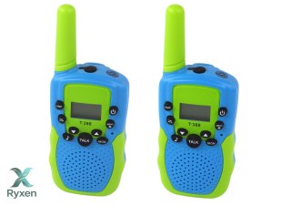 Walkie Talkie Krótkofalówki Zielono - Niebieski Zasięg 3km Dla Dzieci LEAN TOYS