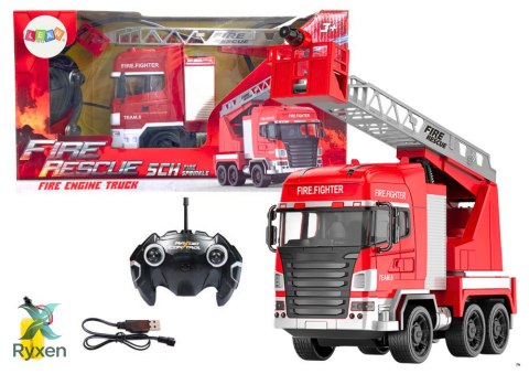 Wóz Strażacki Z Wysięgnikiem Zdalnie Sterowany RC Spray Światła LEAN TOYS