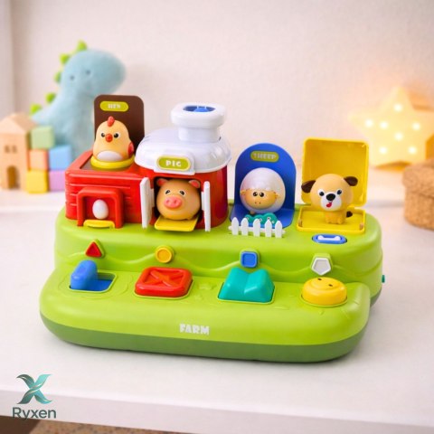 Zabawka Interaktywna Edukacyjna Dla Malucha Wyskakujące Zwierzęta Farma LEAN TOYS
