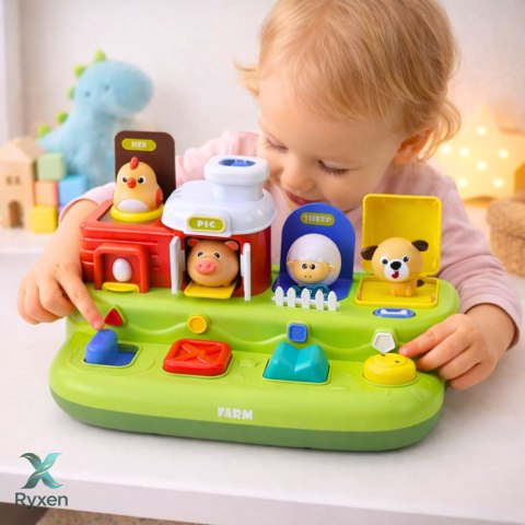 Zabawka Interaktywna Edukacyjna Dla Malucha Wyskakujące Zwierzęta Farma LEAN TOYS