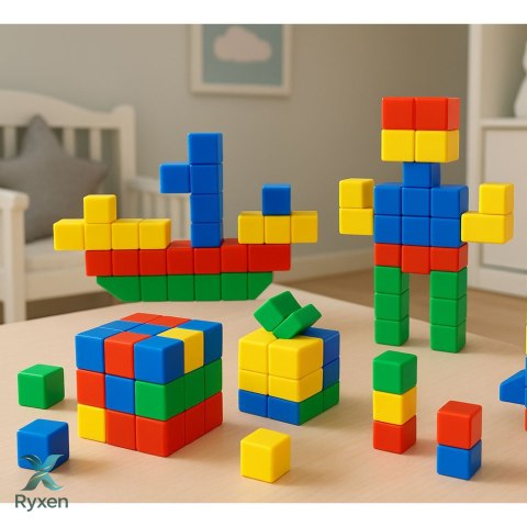 Zestaw Klocki Magnetyczne Dla Dzieci Układanka Kolorowe 32 el. LEAN TOYS
