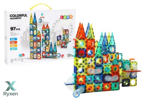 Zestaw Zjeżdżalnia Dla Kulek Klocki Magnetyczne 168 Elementów LEAN TOYS