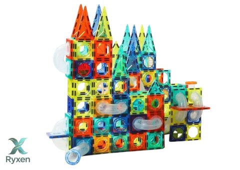 Zestaw Zjeżdżalnia Dla Kulek Klocki Magnetyczne 168 Elementów LEAN TOYS