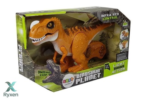 Dinozaur Zdalnie Sterowany R/C Brąz Dźwięk Światło Tyranozaur LEAN TOYS