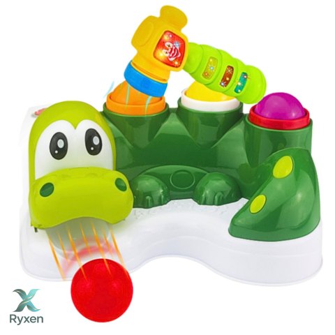 Gra Zręcznościowa Zbijak Piłeczek Zjeżdżalnia Młotek Interaktywny Krokodyl LEAN TOYS