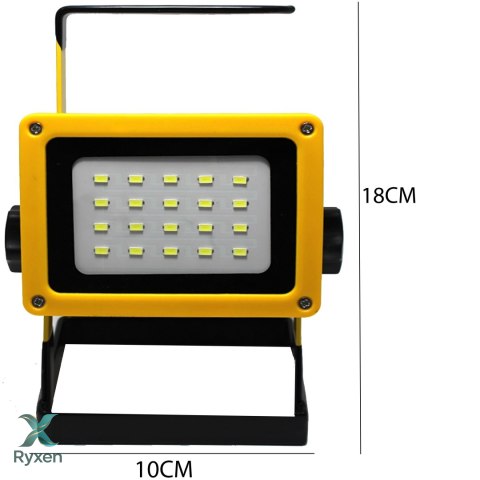 Halogen led roboczy budowlany akumulatorowy 30w przenośny mocny jasny kabel RTO