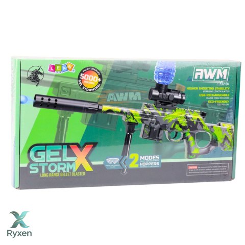 Karabin AWM Na Kulki Wodne Hydrożelowe Zielony Okulary 61cm LEAN TOYS