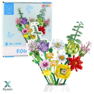 Klocki Konstrukcyjne Dekoracyjny Bukiet Kwiaty Kolorowe 854 el. LEAN TOYS