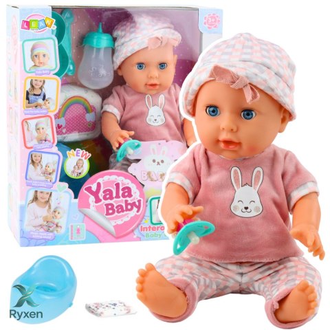 Lalka Bobas Niemowlak Siusiająca Różowa Zestaw Akcesoria Dźwięki 35cm LEAN TOYS