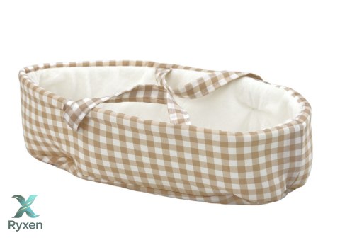 Lalka Bobas W Nosidełku Króliczek Ubranko w Kratę Beżowy LEAN TOYS