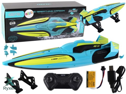 Łódź Wodna RC 2.4G Żółto-Turkusowa Wodoodporna Pilot Do Sterowania LEAN TOYS
