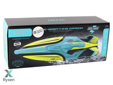 Łódź Wodna RC 2.4G Żółto-Turkusowa Wodoodporna Pilot Do Sterowania LEAN TOYS