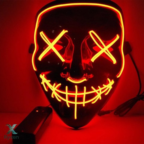 Podświetlana maska na halloween czerwona RTO