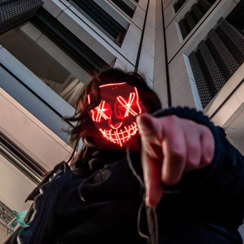 Podświetlana maska na halloween czerwona RTO