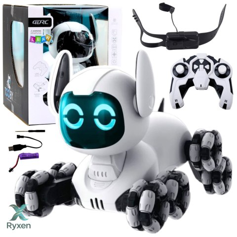 Robot Pies TOOBY Zdalnie Sterowany RC 360° Światła Dźwięki Biało-Czarny LEAN TOYS