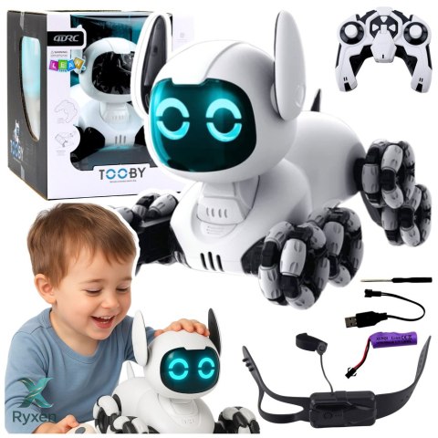 Robot Pies TOOBY Zdalnie Sterowany RC 360° Światła Dźwięki Biało-Czarny LEAN TOYS
