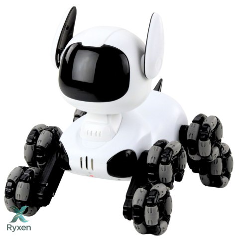 Robot Pies TOOBY Zdalnie Sterowany RC 360° Światła Dźwięki Biało-Czarny LEAN TOYS