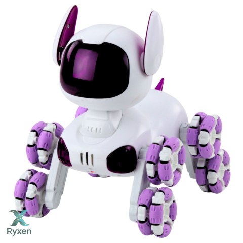 Robot Pies TOOBY Zdalnie Sterowany RC 360° Światła Dźwięki Biało-Fioletowy LEAN TOYS