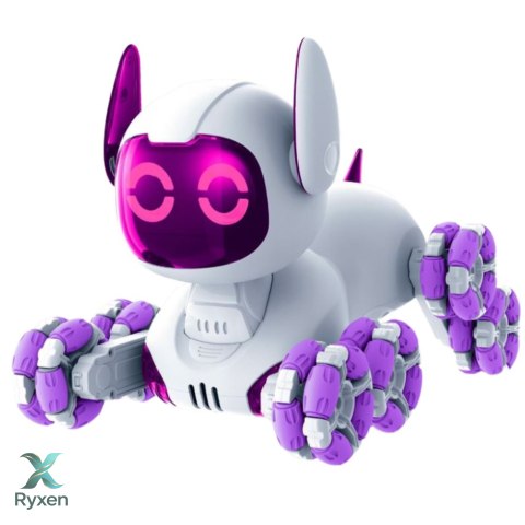 Robot Pies TOOBY Zdalnie Sterowany RC 360° Światła Dźwięki Biało-Fioletowy LEAN TOYS