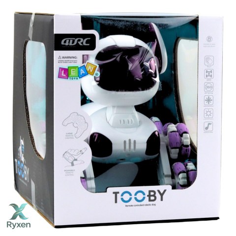 Robot Pies TOOBY Zdalnie Sterowany RC 360° Światła Dźwięki Biało-Fioletowy LEAN TOYS
