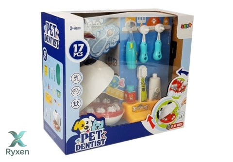 Zestaw Małego Lekarza Dentysty Pies Szczoteczka Wyciskana Pasta do Zębów Dentysta LEAN TOYS