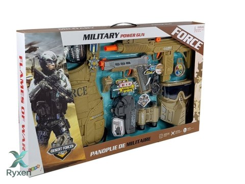 Zestaw Wojskowy Broń Maska Lornetka Kamizelka Kompas LEAN TOYS