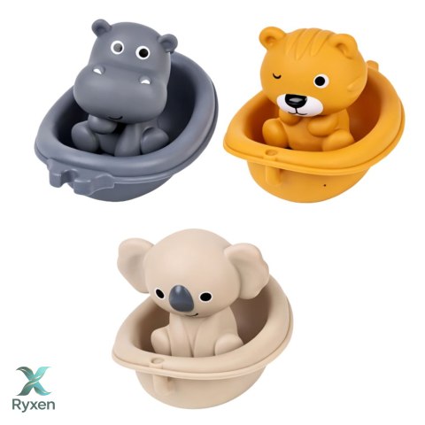 Zestaw Zabawki Do Kąpieli Zwierzątka w Łódeczkach Zjeżdżalnia 11 el. LEAN TOYS