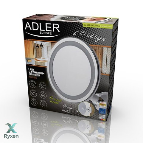 AD 2168 Lusterko led łazienkowe, 5x powiększenie, 24 diody led, regulacja natężenia światła ADLER