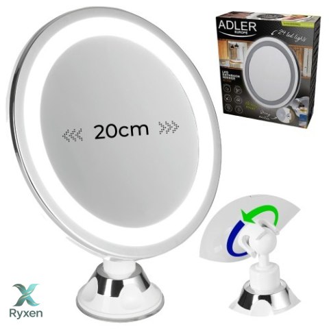 AD 2168 Lusterko led łazienkowe, 5x powiększenie, 24 diody led, regulacja natężenia światła ADLER