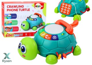 Interaktywny Żółw Edukacyjny Telefon 6w1 Światła Dźwięki Zielony LEAN TOYS