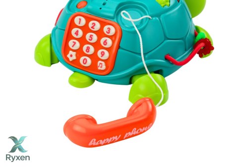 Interaktywny Żółw Edukacyjny Telefon 6w1 Światła Dźwięki Zielony LEAN TOYS