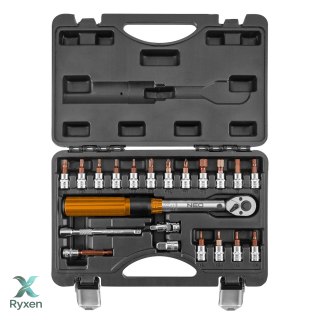 Klucz dynamometryczny dwukierunkowy 1/4", 5-25Nm, zestaw 21 szt. NEO TOOLS