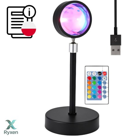 Lampa zachód słońca lampka sunset lamp projektor wschód - imitujaca słońce RTO