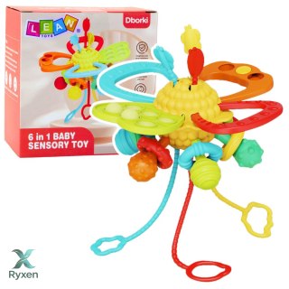 Zabawka Sensoryczna 6w1 Gryzak Sznurki Do Przeciągania Pop-It Kolorowa LEAN TOYS