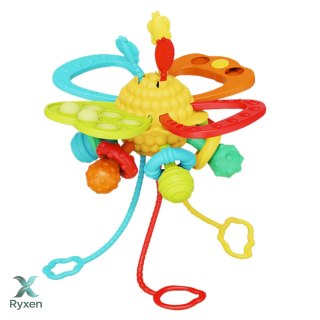 Zabawka Sensoryczna 6w1 Gryzak Sznurki Do Przeciągania Pop-It Kolorowa LEAN TOYS