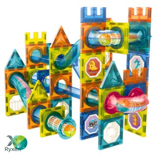 Zestaw Klocki Magnetyczne Konstrukcyjne Tor Kulkowy Kolorowe 98 el. LEAN TOYS