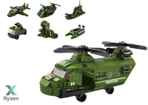 Zestaw Klocków Helikopter Wojskowy Militarny Zielony 1000 El LEAN TOYS