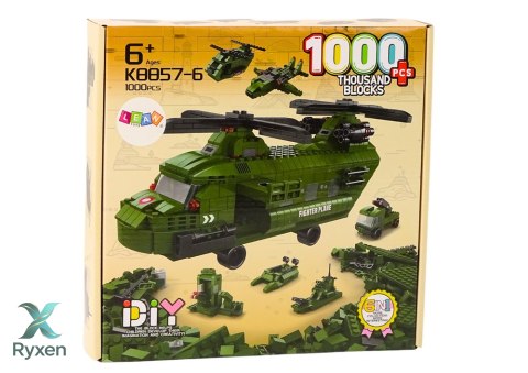 Zestaw Klocków Helikopter Wojskowy Militarny Zielony 1000 El LEAN TOYS