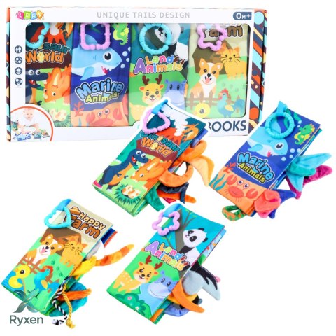 Zestaw Miękkie Kolorowe Książeczki Edukacyjne Sensoryczne Dla Malucha 4szt LEAN TOYS