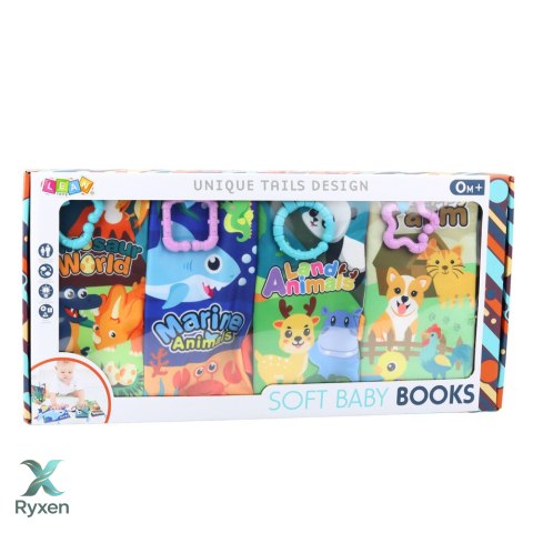 Zestaw Miękkie Kolorowe Książeczki Edukacyjne Sensoryczne Dla Malucha 4szt LEAN TOYS