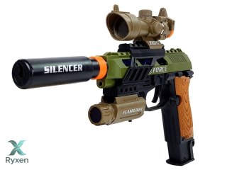 Zestaw Wojskowy Pistolet Karabin Nóż Medal Celownik Dźwięk LEAN TOYS