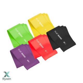 Zestaw gum do ćwiczeń lateksowe 2m - Flat Band LTs-1, 2,5-20 kg, 5 gum, REBEL ACTIVE Rebel