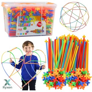 Klocki Konstrukcyjne Słomki Straws 3D 4D W Kuferku Kolorowe 1000 el. LEAN TOYS