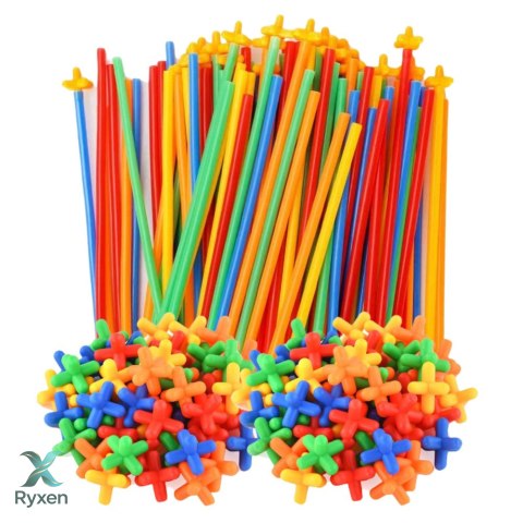 Klocki Konstrukcyjne Słomki Straws 3D 4D W Kuferku Kolorowe 1000 el. LEAN TOYS