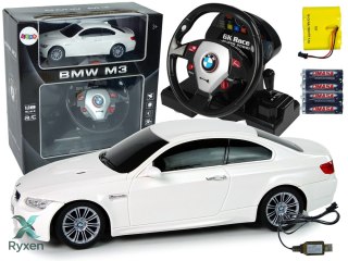 Auto Zdalnie Sterowane BMW M3 Białe Pilot Kierownica 1:18 Dźwięk Światła LEAN TOYS