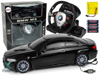 Auto Zdalnie Sterowane BMW M3 Czarny Pilot Kierownica 1:18 Dźwięk Światła LEAN TOYS