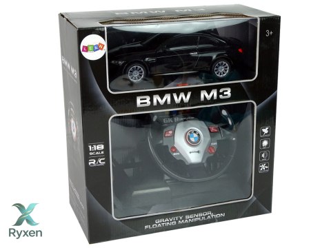 Auto Zdalnie Sterowane BMW M3 Czarny Pilot Kierownica 1:18 Dźwięk Światła LEAN TOYS