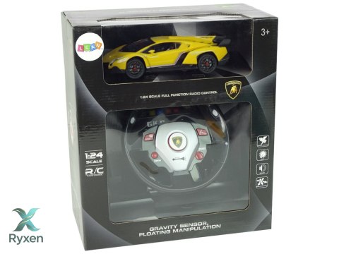 Auto Zdalnie Sterowane Lamborghini Veneno Żółte 2,4 G Pilot Kierownica Dźwięk Światła LEAN TOYS