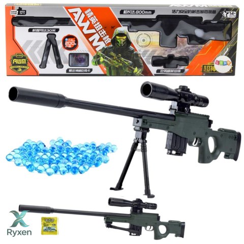 Karabin Snajperski Replika AWM Stojak Kulki Wodne Żelowe 80cm LEAN TOYS
